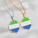 Sierra Leone Map with Flag Pendant Necklace