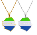 Sierra Leone Map with Flag Pendant Necklace