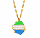 Sierra Leone Map Flag Pendant Necklace