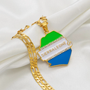Sierra Leone Map Flag Pendant Necklace