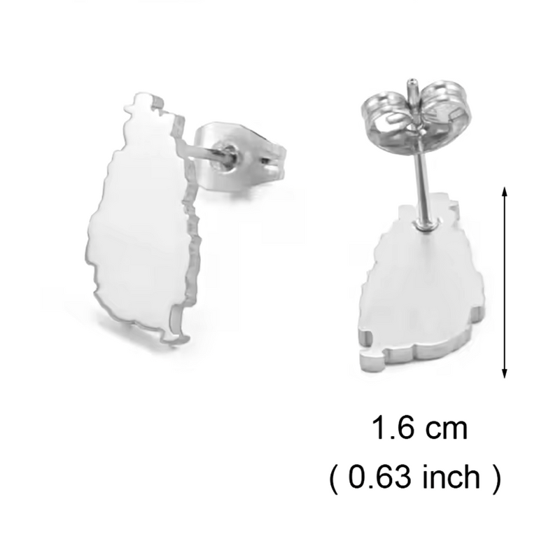 Saint Lucia Map Stud Earrings