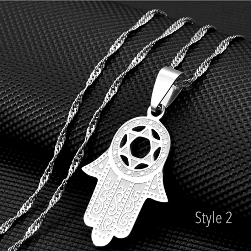 Hamsa Palm Hand of God Amulet Pendant Necklace