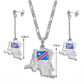 Democratic Republic of Congo Map Necklace and Earrings Set