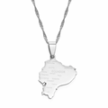 Ecuador Map with Cities Pendant Necklace