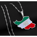 Iran Map with Flag Pendant Necklace