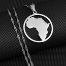 Africa Map in Circle Pendant Necklace