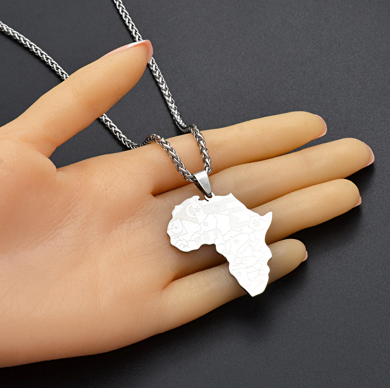 Africa Map Necklace With Countries Flag Symbol