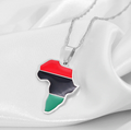 Africa Map Afro-American Flag Necklace