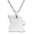 Angola Map With Cities Pendant Necklace