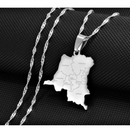 Democratic Republic of The Congo Map Cities Pendant Necklace