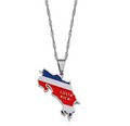 Costa Rica Map with flag Pendant Necklace