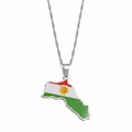 Kurdistan Map with Flag Pendant Necklace