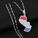 Paraguay Map Flag Pendant Necklace