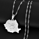 Romania Map with Cities Pendant Necklace