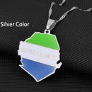 Sierra Leone Map with Flag Pendant Necklace