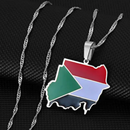 North Sudan Map with Flag Pendant Necklace