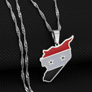 Syria Map with Flag Pendant Necklace