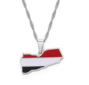 Yemen Map with Flag Pendant Necklace