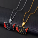 African American Heritage Soulaan Flag USA Map Pendant Necklace