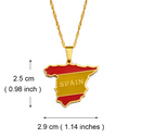 Spain Map with Flag Pendant Necklace