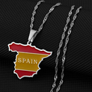 Spain Map with Flag Pendant Necklace