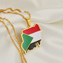 North Sudan Map with Flag Pendant Necklace