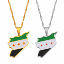 Syria Map with Flag Pendant Necklace