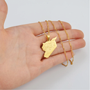 Syria Map with Cities Pendant Necklace