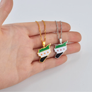 Syria Map with Flag Pendant Necklace
