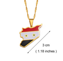 Syria Map with Flag Pendant Necklace