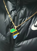 South Sudan Flag Africa Map Necklace