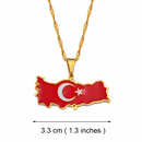 Turkey Map with Flag Pendant Necklace
