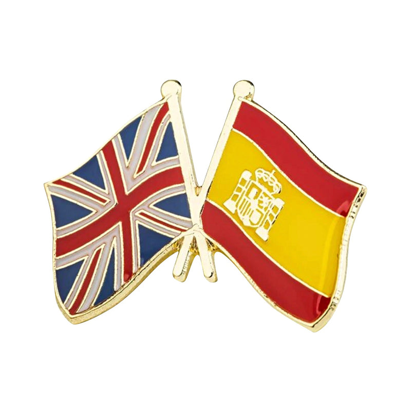United Kingdom & Spain Flags Friendship Lapel Pin
