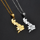 United Kingdom Map with Cities Pendant Necklace