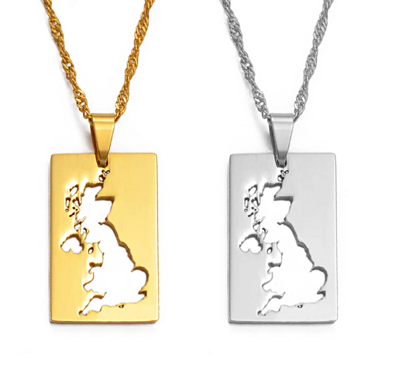 United Kingdom Map Pendant Necklace