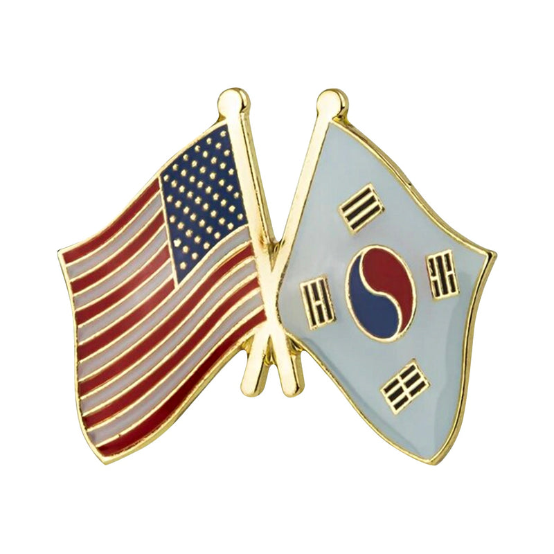 United States & South Korea Flags Friendship Lapel Pin