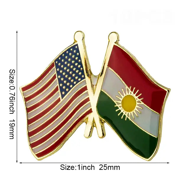Kurdistan & USA Friendship Flag Lapel Pin