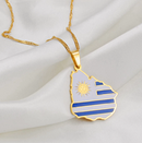 Uruguay Map Flag Pendant Necklace