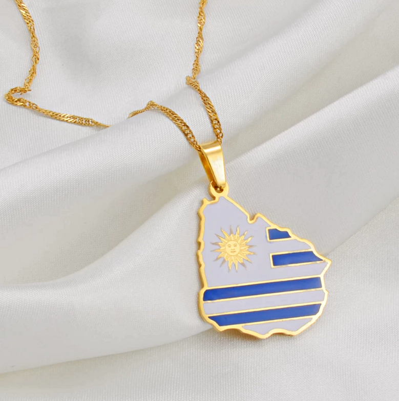 Uruguay Map Flag Pendant Necklace