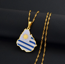 Uruguay Map Flag Pendant Necklace