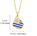 Uruguay Map Flag Pendant Necklace