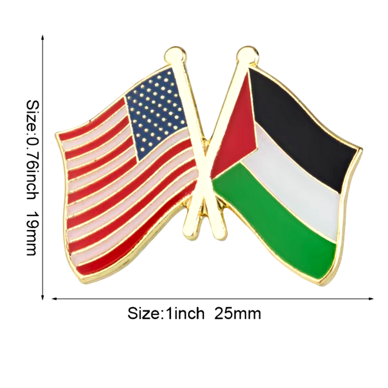 Palestine & USA Friendship Flag Lapel Pin