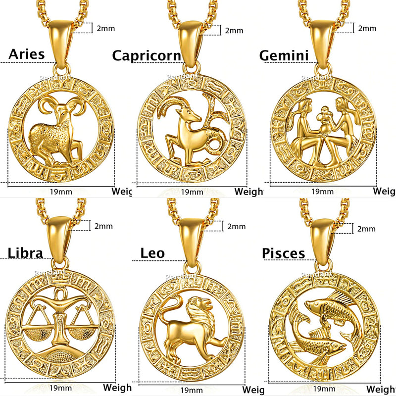 Zodiac Horoscope pendant Necklace