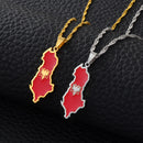Albania Map with Flag Pendant Necklace