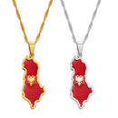 Albania Map with Flag Pendant Necklace