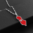 Albania Map with Flag Pendant Necklace