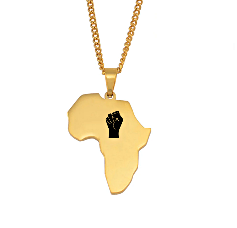 Black Lives Matter Africa Map Necklace