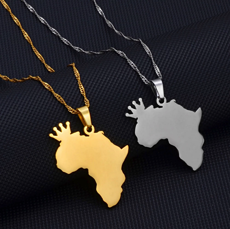 Africa Map Crown Necklace