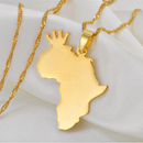 Africa Map Crown Pendant Necklace