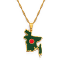 Bangladesh Map with Flag Pendant Necklace